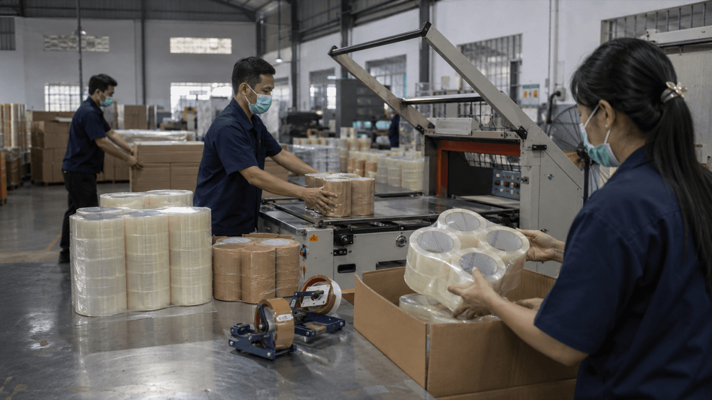 Proses packing produk Sobat Lakban
